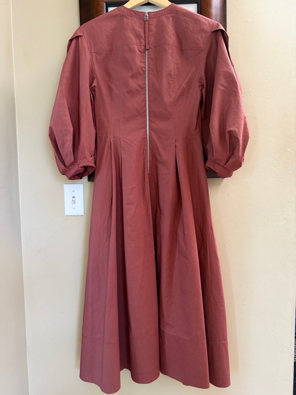 Another Tomorrow Organic Cotton Poplin Puff Sleeve Midi Dress Made in Italy 36 - Picture 8 of 10